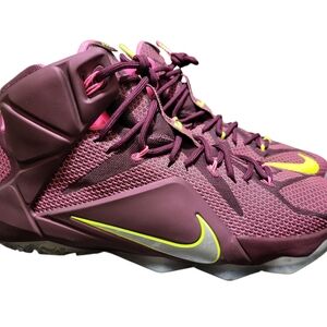 Nike LEBRON XII Maroon and Yellow Athletic Shoes